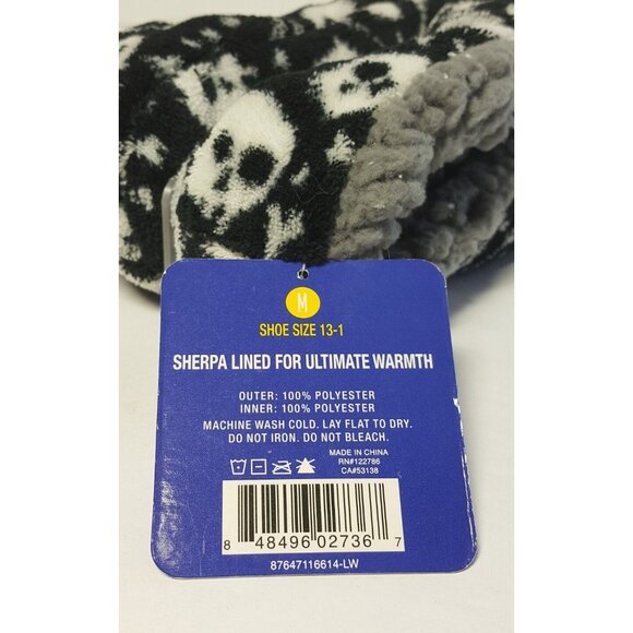 NEW Kid's Sherpa Lined Slippers with Skull & Cross Bone Size 13-1 New / Tag - Picture 7 of 7